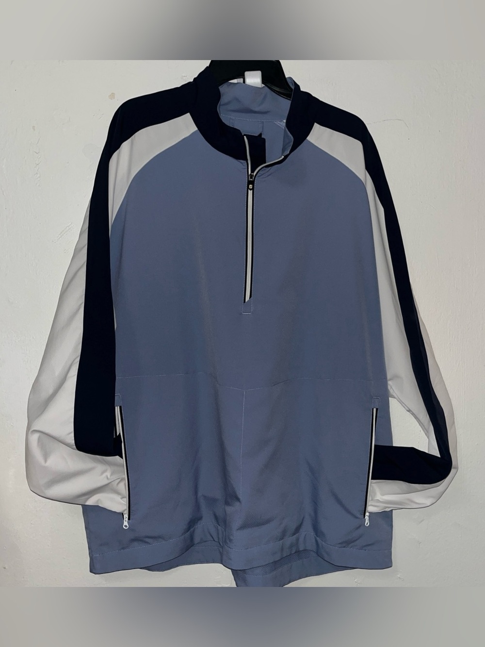 FootJoy Blue, White & Black Half-Zip Windbreaker